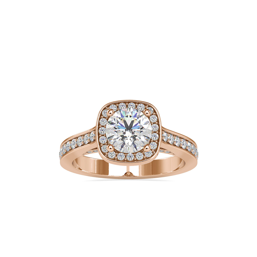 1.68Ct Round Prong Halo Lab-Grown Diamond Gold Ring