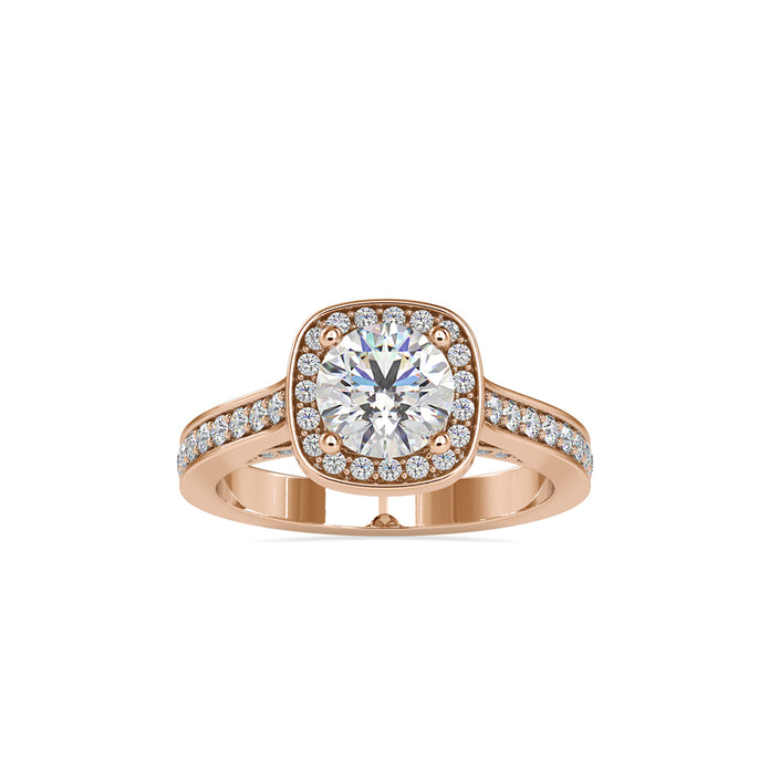 1.68Ct Round Prong Halo Lab-Grown Diamond Gold Ring