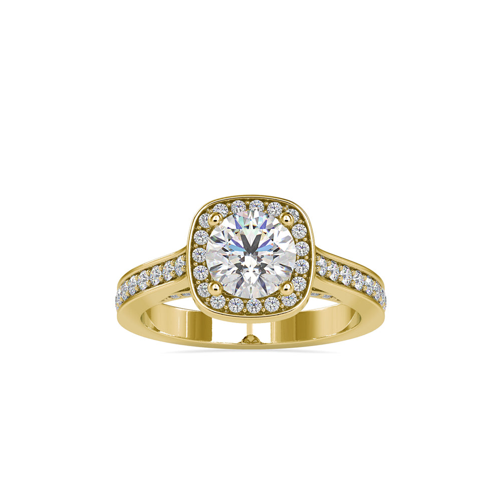 1.68Ct Round Prong Halo Lab-Grown Diamond Gold Ring