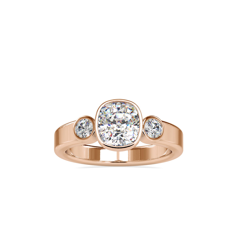1.46Ct Cushion Bezel Lab-Grown Diamond Gold Ring