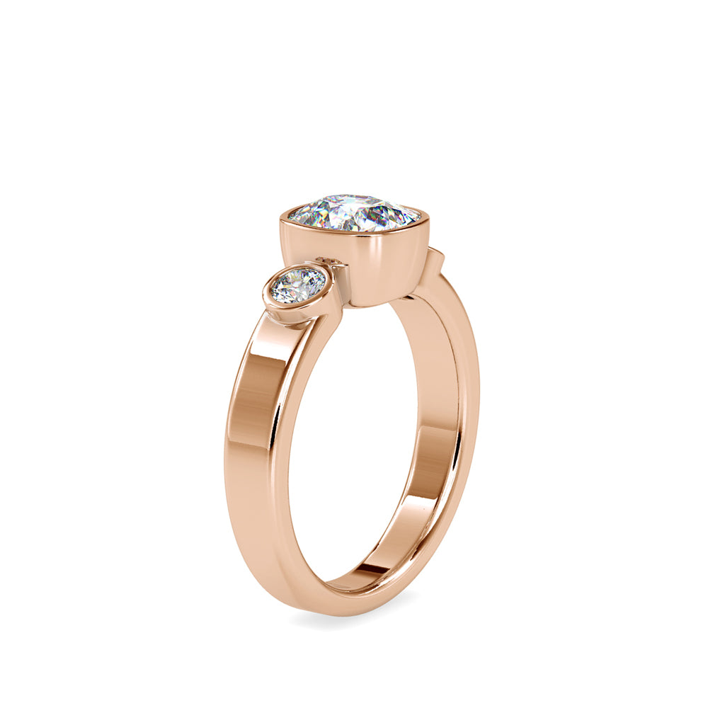 1.46Ct Cushion Bezel Lab-Grown Diamond Gold Ring