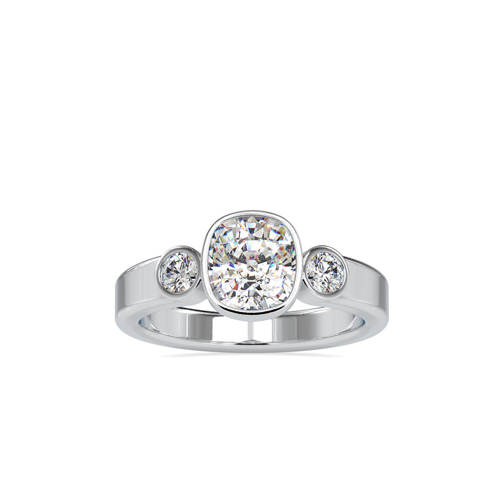 1.46Ct Cushion Bezel Lab-Grown Diamond Gold Ring