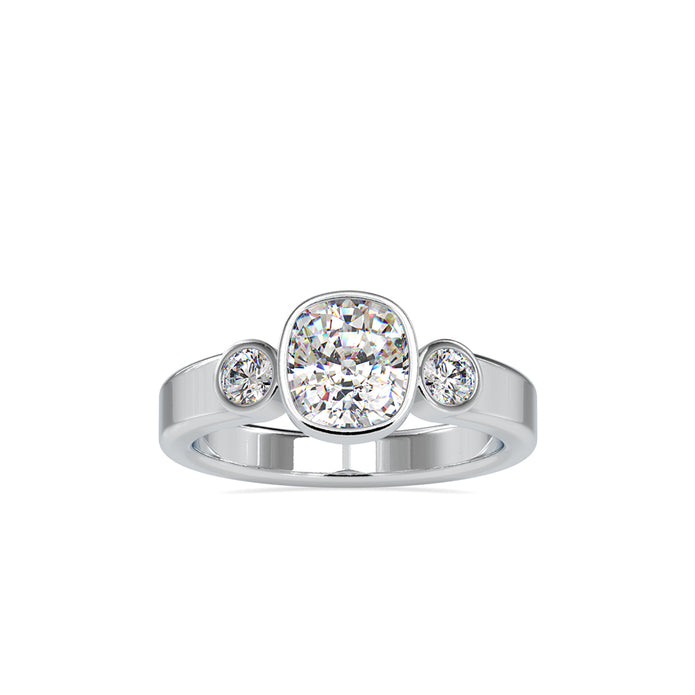 1.46Ct Cushion Bezel Lab-Grown Diamond Gold Ring