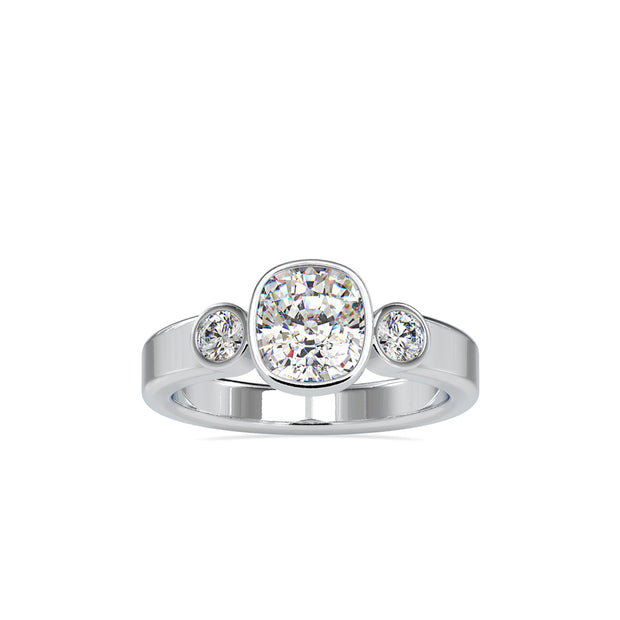 1.46Ct Cushion Bezel Lab-Grown Diamond Gold Ring