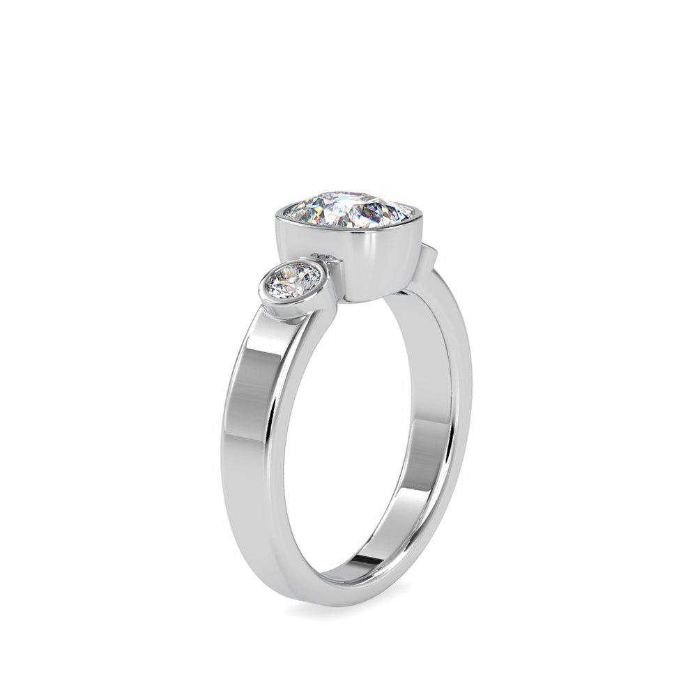 1.46Ct Cushion Bezel Lab-Grown Diamond Gold Ring