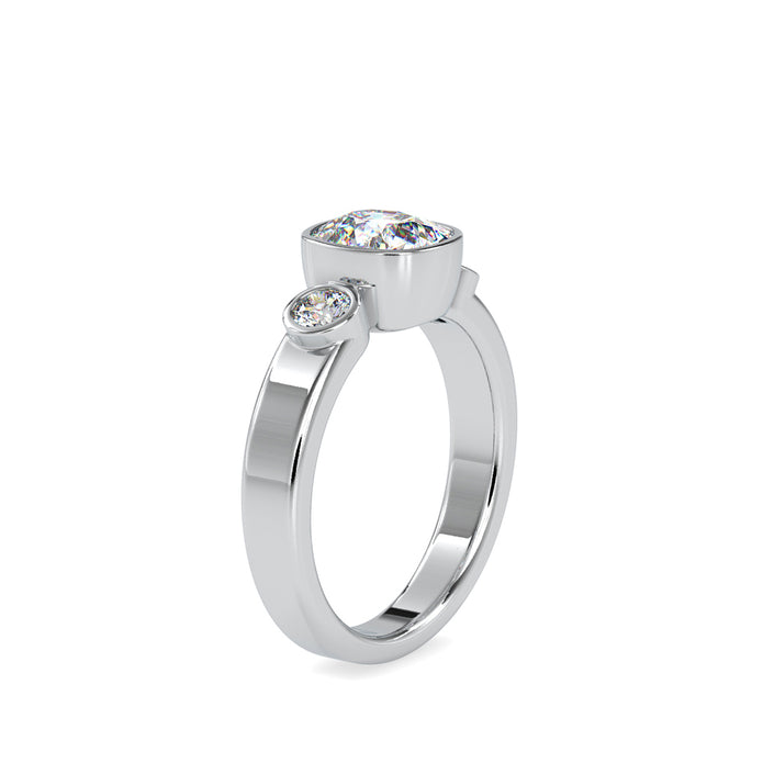 1.46Ct Cushion Bezel Lab-Grown Diamond Gold Ring