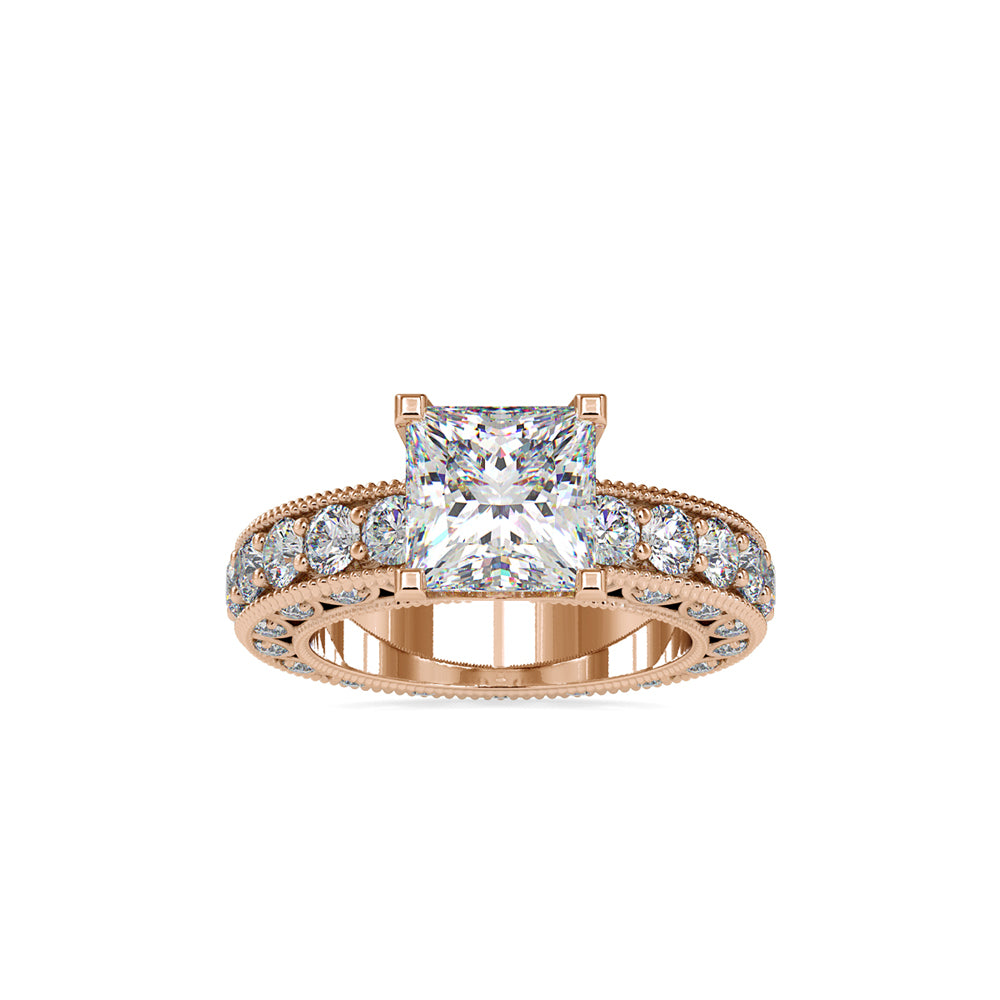 4.50Ct Princess Solitaire Lab-Grown Diamond Gold Ring
