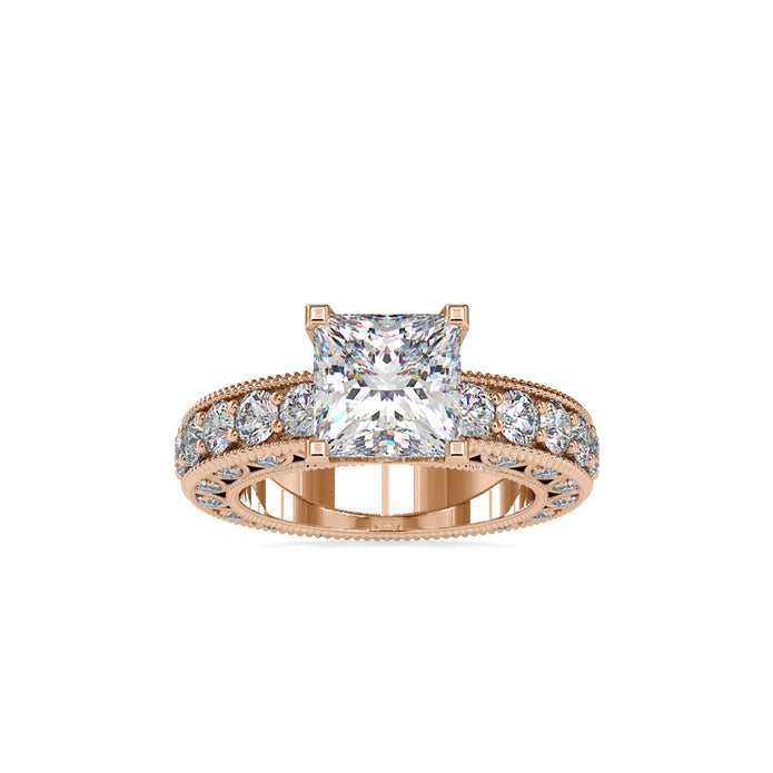 4.50Ct Princess Solitaire Lab-Grown Diamond Gold Ring