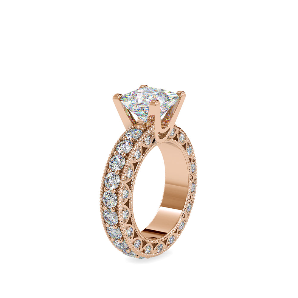 4.50Ct Princess Solitaire Lab-Grown Diamond Gold Ring