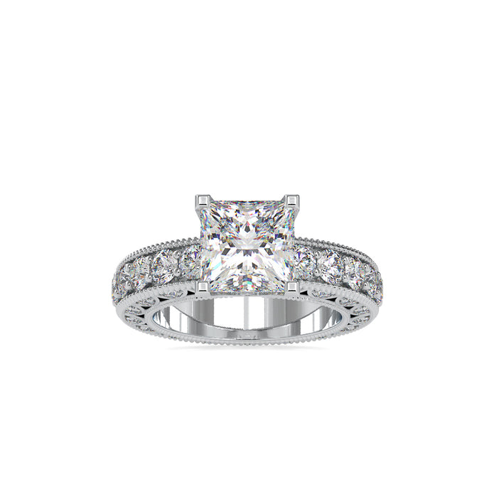 4.50Ct Princess Solitaire Lab-Grown Diamond Gold Ring