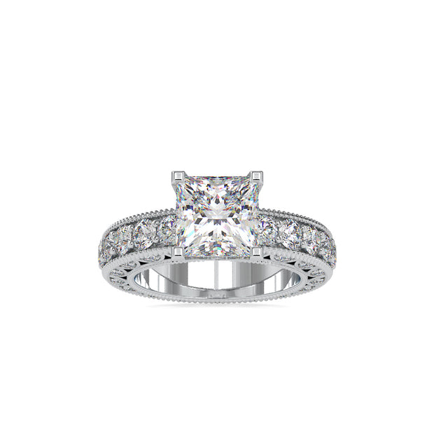 4.50Ct Princess Solitaire Lab-Grown Diamond Gold Ring