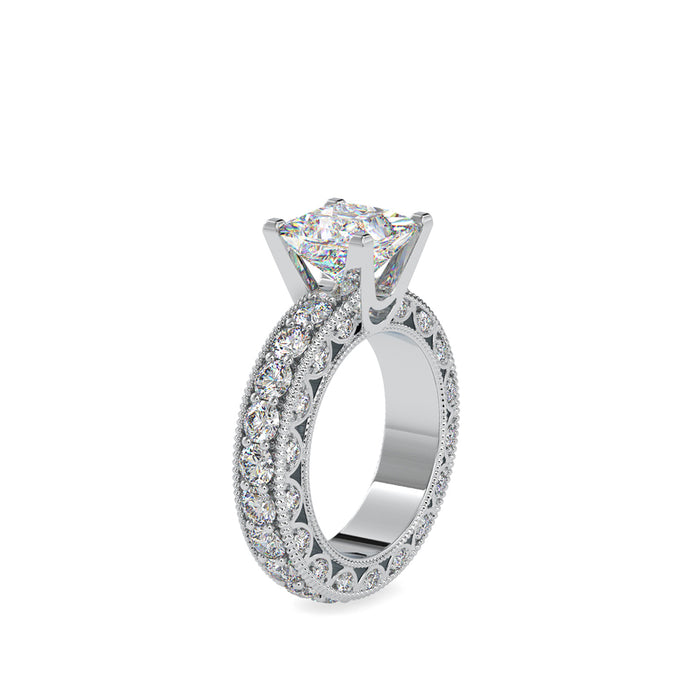 4.50Ct Princess Solitaire Lab-Grown Diamond Gold Ring
