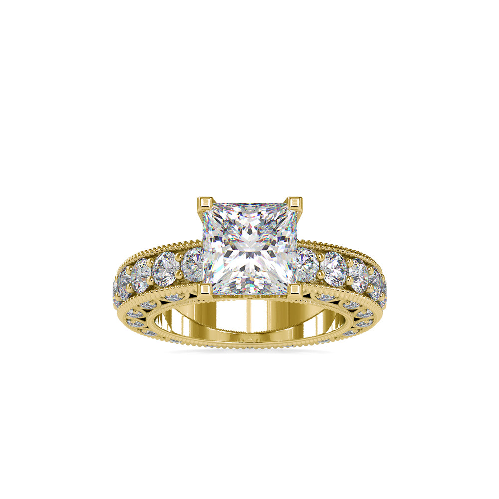 4.50Ct Princess Solitaire Lab-Grown Diamond Gold Ring