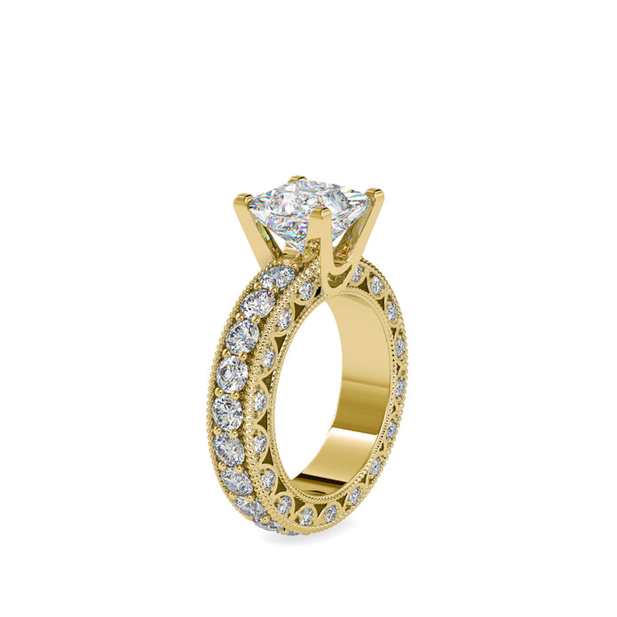 4.50Ct Princess Solitaire Lab-Grown Diamond Gold Ring