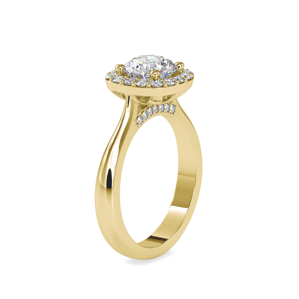 1.57Ct Round Cut Halo Lab-Grown Diamond Gold Ring