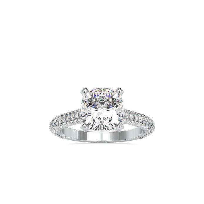 3.40Ct Cushion Cut Solitaire Lab-Grown Diamond Gold Ring