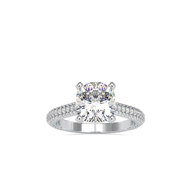 3.40Ct Cushion Cut Solitaire Lab-Grown Diamond Gold Ring
