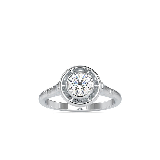 0.50Ct Round Cut Bezel Halo Lab-Grown Diamond Gold Ring