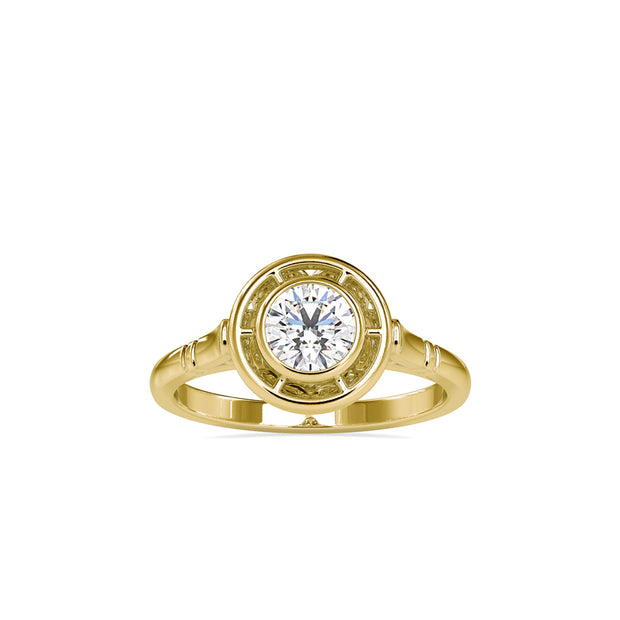 0.50Ct Round Cut Bezel Halo Lab-Grown Diamond Gold Ring