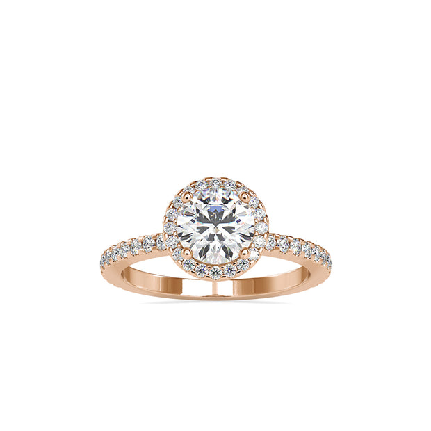 1.46Ct Round Cut Halo Lab-Grown Diamond Gold Ring