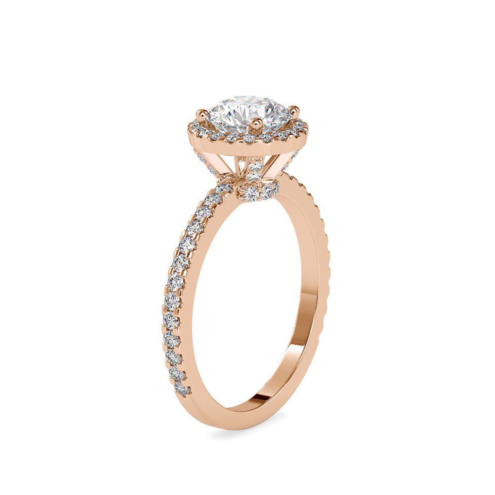 1.46Ct Round Cut Halo Lab-Grown Diamond Gold Ring