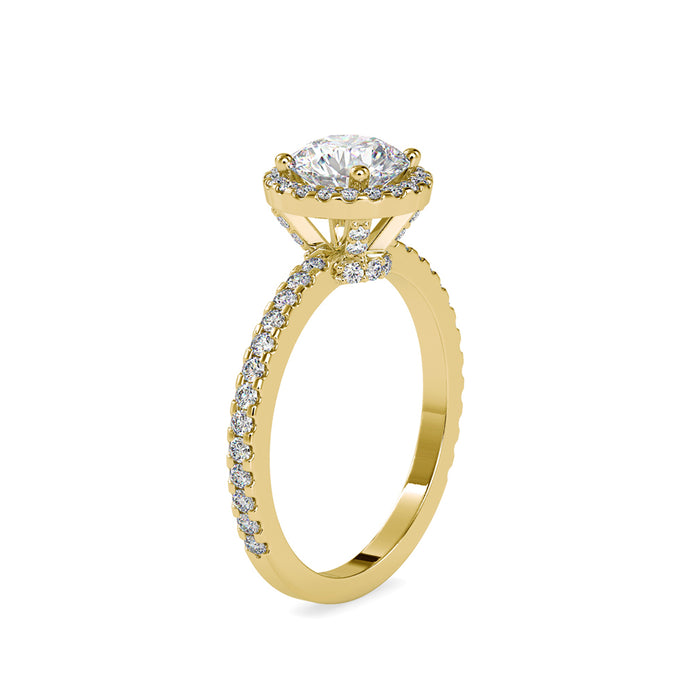 1.46Ct Round Cut Halo Lab-Grown Diamond Gold Ring