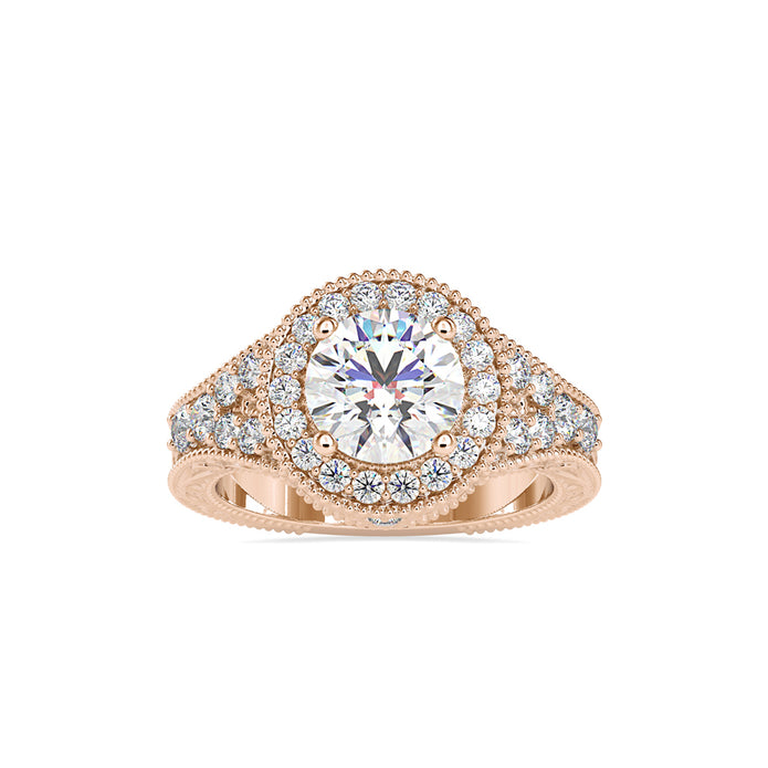 2.10Ct Round Cut Halo Lab-Grown Diamond Gold Ring