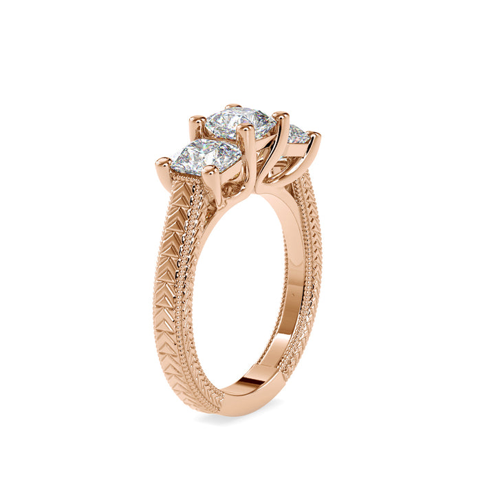 2.48Ct Radiant Cut Three Stone Lab-Grown Diamond Gold Ring