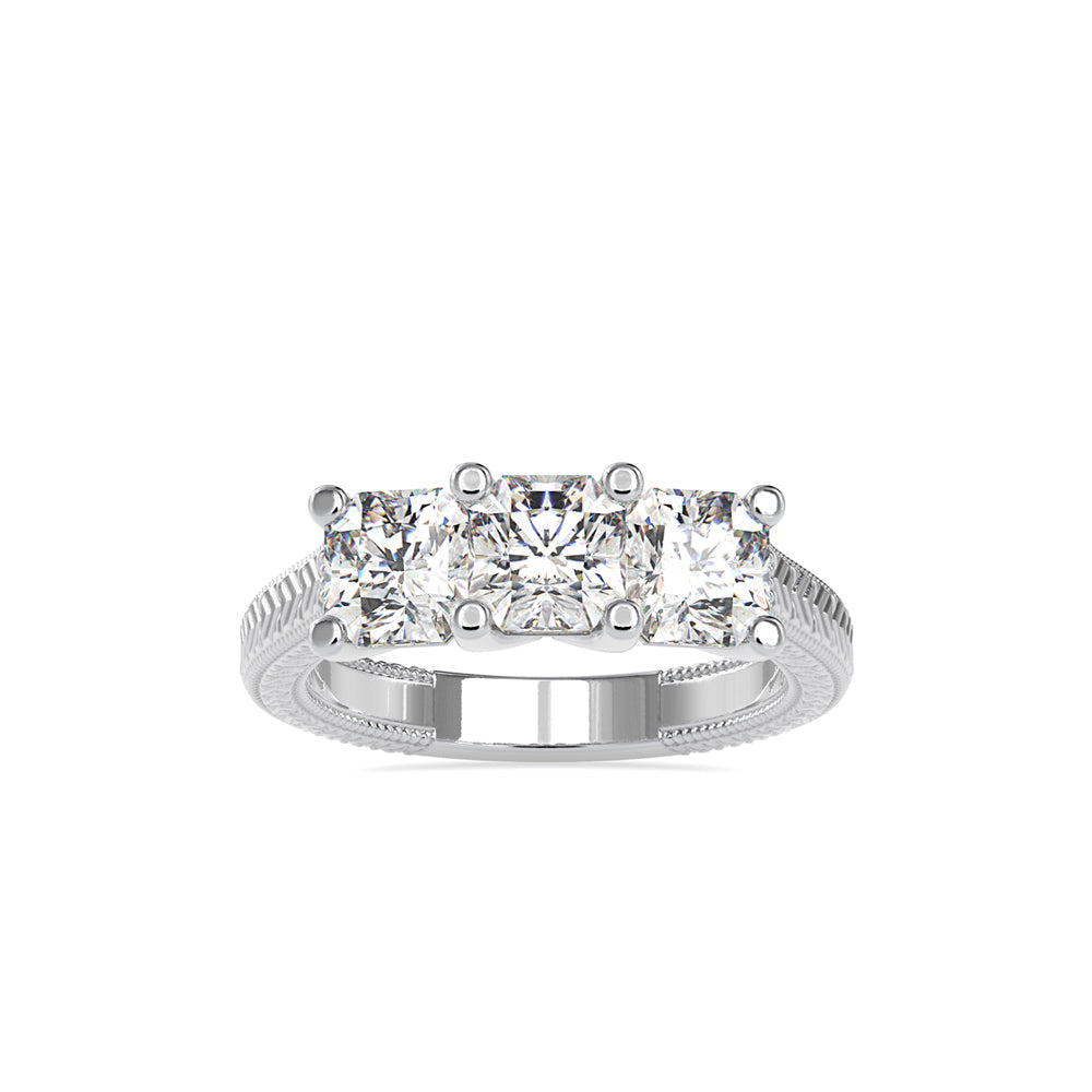 2.48Ct Radiant Cut Three Stone Lab-Grown Diamond Gold Ring