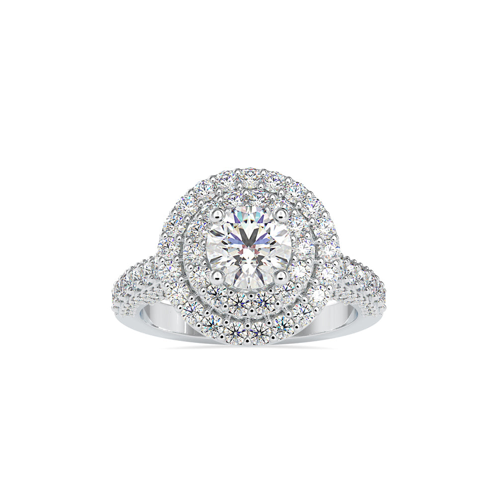 1.99Ct Round Cut Double Halo Lab-Grown Diamond Gold Ring