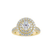 1.99Ct Round Cut Double Halo Lab-Grown Diamond Gold Ring