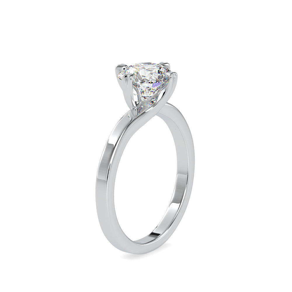 round cut solitaire lab-grown diamond ring in white gold
