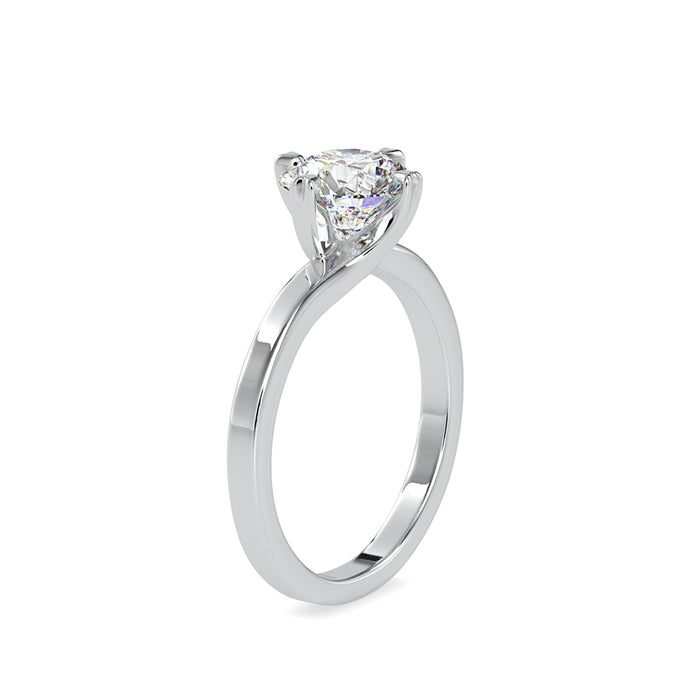 round cut solitaire lab-grown diamond ring in white gold