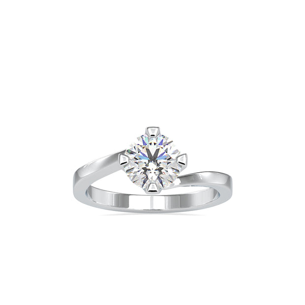 1.15Ct Round Cut Bypass Solitaire Lab-Grown Diamond Gold Ring