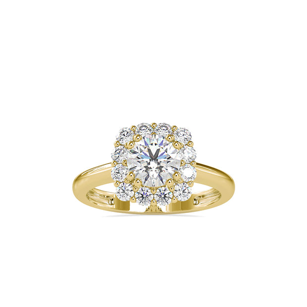 1.51Ct Round Cut Halo Lab-Grown Diamond Gold Ring