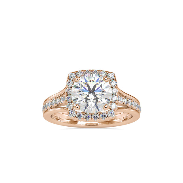 2.46Ct Round Cut Halo Lab-Grown Diamond Gold Ring
