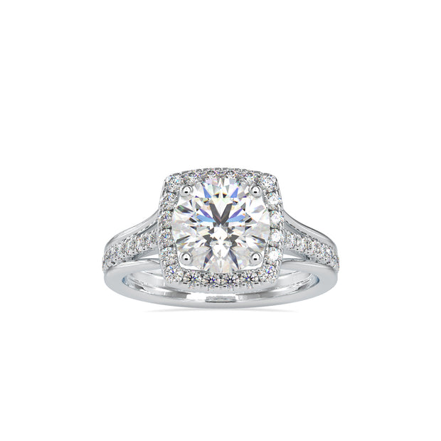 2.46Ct Round Cut Halo Lab-Grown Diamond Gold Ring