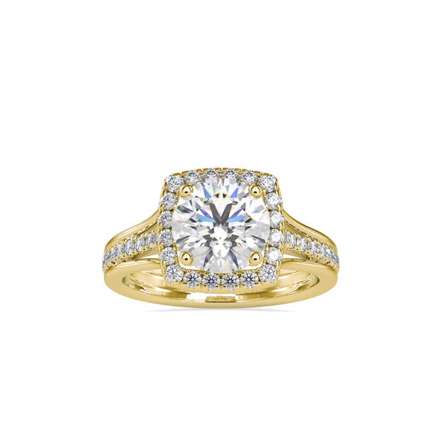 2.46Ct Round Cut Halo Lab-Grown Diamond Gold Ring