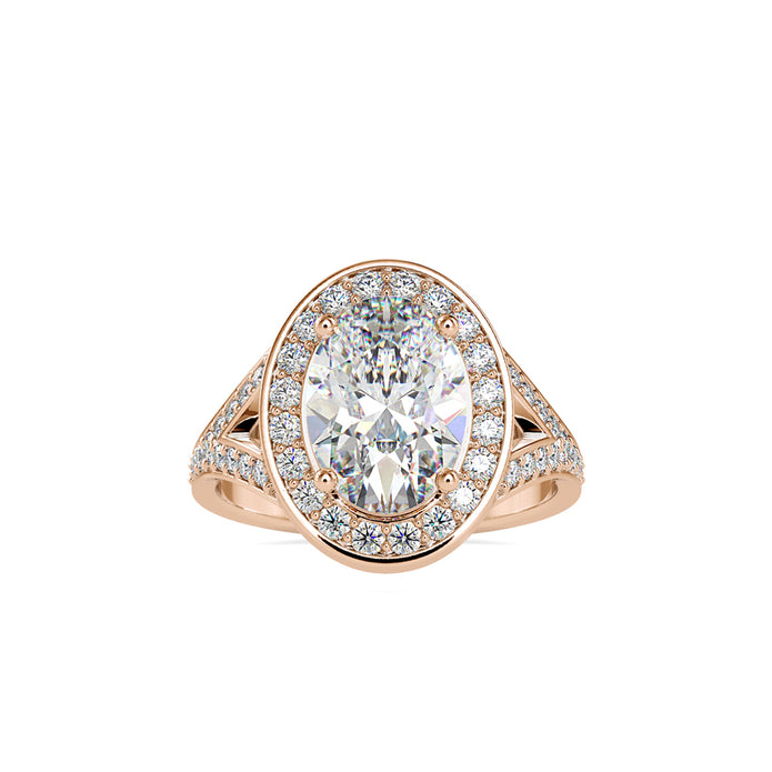 3.09Ct Oval Cut Halo Lab-Grown Diamond Gold Ring