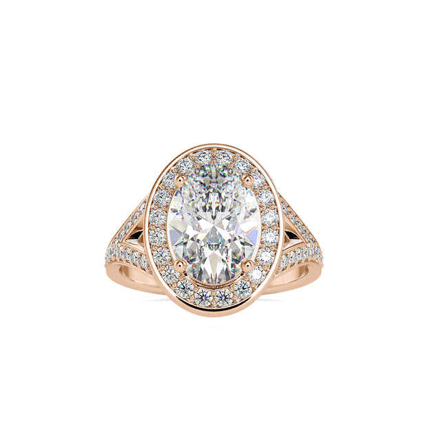 3.09Ct Oval Cut Halo Lab-Grown Diamond Gold Ring
