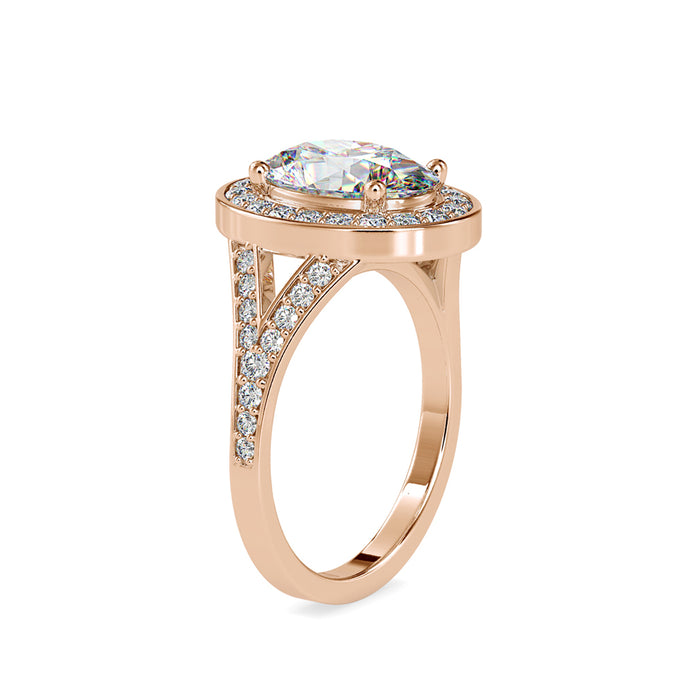 3.09Ct Oval Cut Halo Lab-Grown Diamond Gold Ring