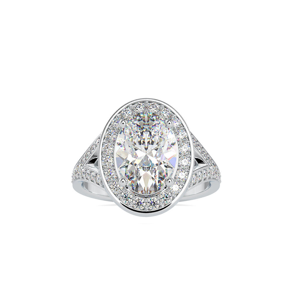 3.09Ct Oval Cut Halo Lab-Grown Diamond Gold Ring