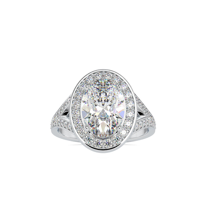 3.09Ct Oval Cut Halo Lab-Grown Diamond Gold Ring