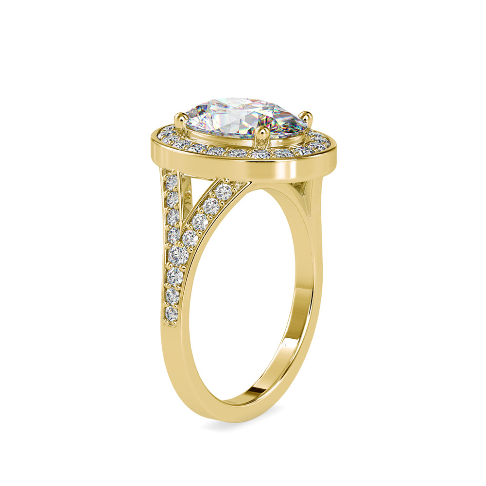 3.09Ct Oval Cut Halo Lab-Grown Diamond Gold Ring