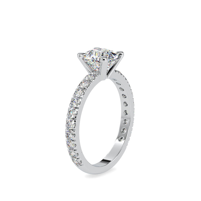 2.61Ct Cushion Cut Solitaire Lab-Grown Diamond Gold Ring