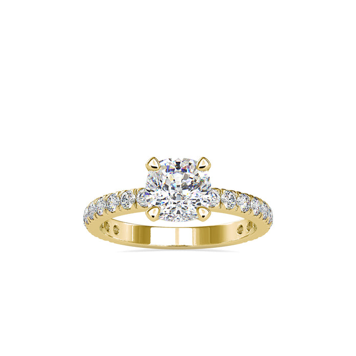 2.61Ct Cushion Cut Solitaire Lab-Grown Diamond Gold Ring