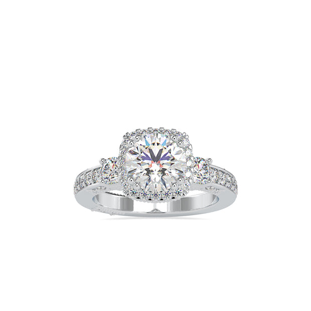 2.66Ct Round Cut Halo Lab-Grown Diamond Gold Ring