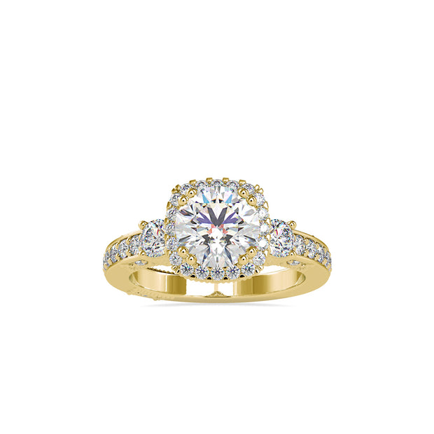 2.66Ct Round Cut Halo Lab-Grown Diamond Gold Ring