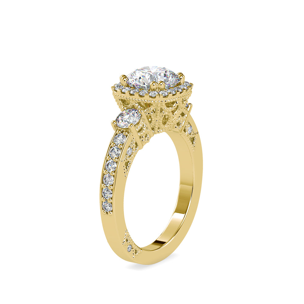 2.66Ct Round Cut Halo Lab-Grown Diamond Gold Ring