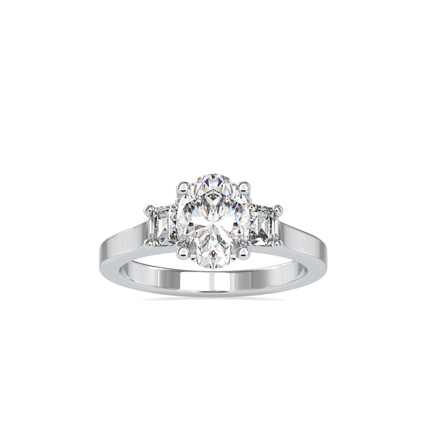 2.04Ct Oval Cut Three Stone Lab-Grown Diamond Gold Ring